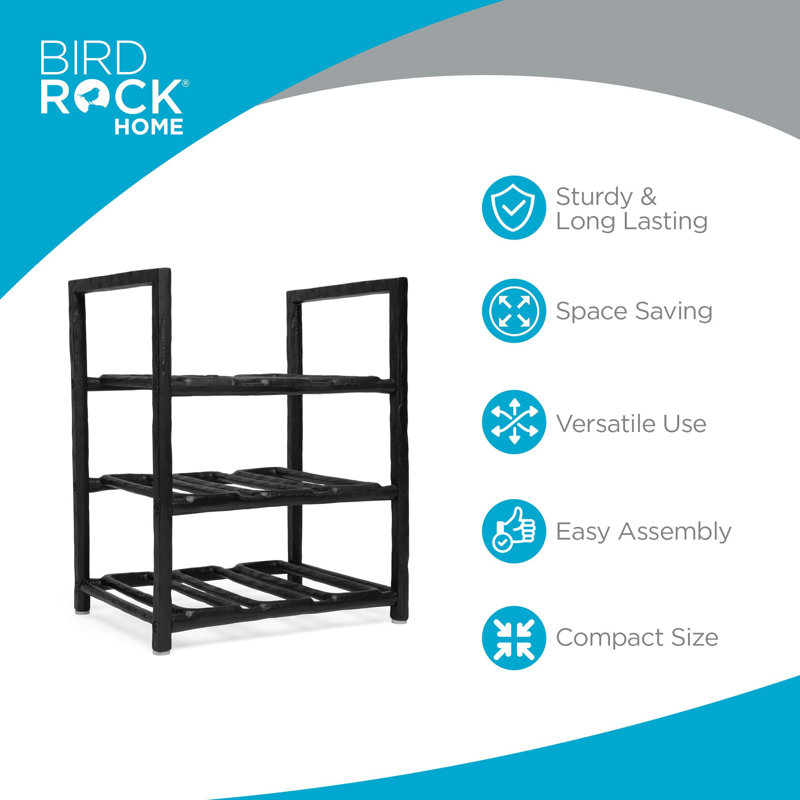 9 - Bottle Wine Bottle & Glass Rack in Black