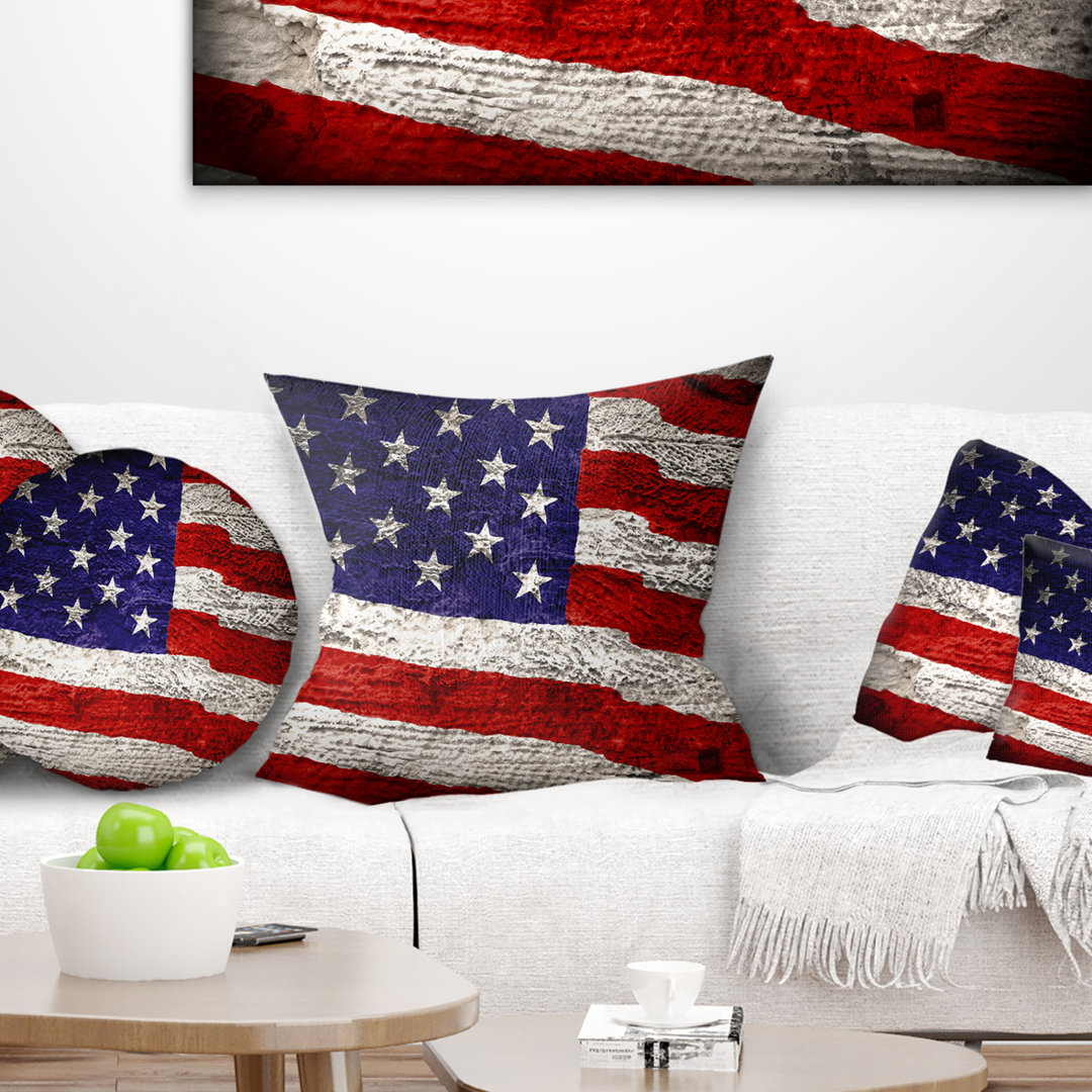  Abstract Large American Flag Watercolor Throw Pillow Design Art 