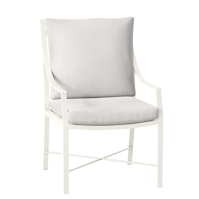 Monaco Patio Dining Armchair with Cushions, Slate Gray, Snow Sunbrella® Linen, No Welt