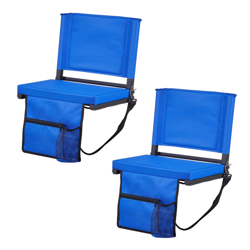 Siège de stade portable pliable avec dossier et coussin épais - Fauteuil de gradin bleu pour événements sportifs