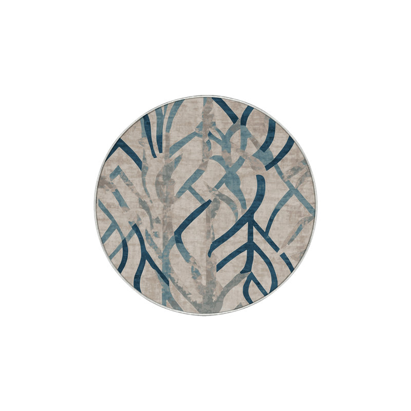 Tapis beige soyeux et moelleux, Rond 3 pi