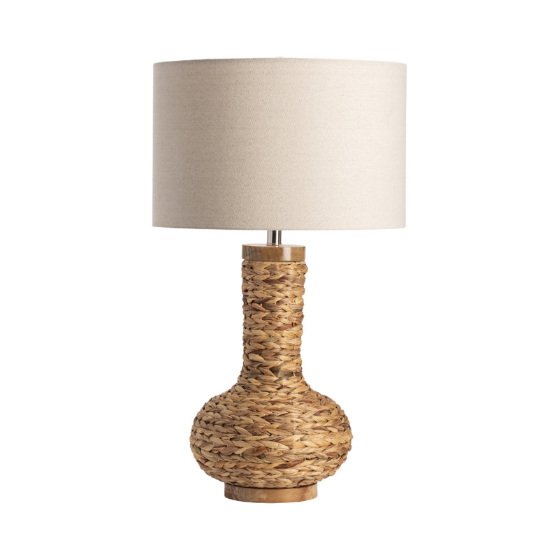 30" Metal Table Lamp With Beige Shade