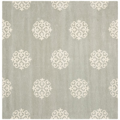 Tapis floral gris / ivoire en laine / viscose touffeté à la main Candelo