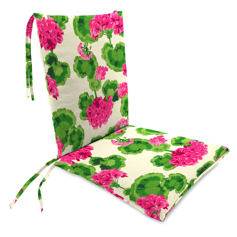 20" x 39" Tapered Outdoor Rocking Chair Cushion with Ties, Geranium Floral
