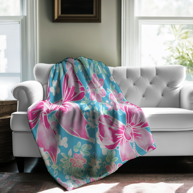 Floral Ribbon Art - 1 pièce Sherpa Premium, L 80 po x l 60 po