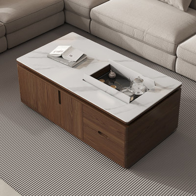 Solid wood lifting tea table smart coffee table
