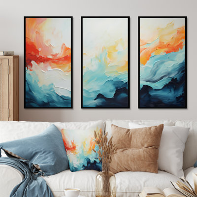 Azur bleu jaune fusion 4 - art mural abstrait