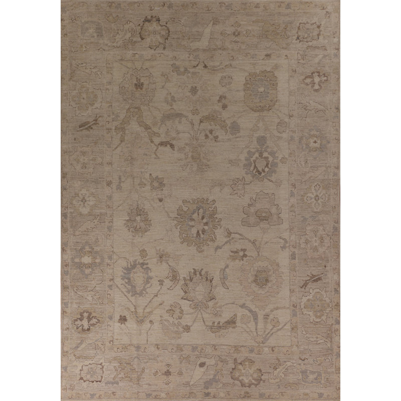Tapis oriental beige Oushak à teinture végétale 9
