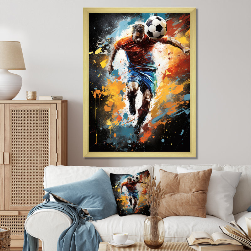 «Urmia Abstract Soccer Portrait Fusion», impressions sur toile, H 32 po x l 24 po x P 1 po, Encadrement doré
