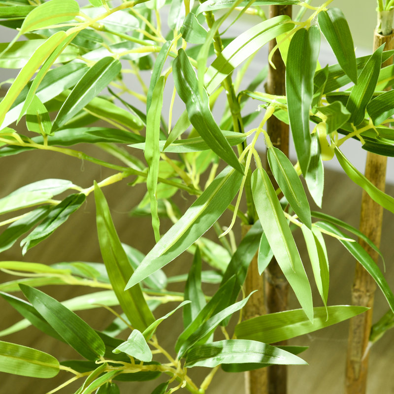 Faux Bamboo Tree in Cement Pot, 47" H x 5.9" W x 5.9" D