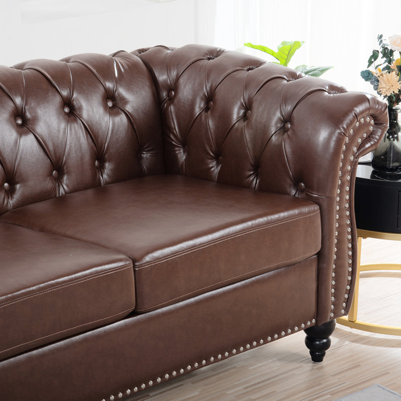 83,69 po en cuir synthétique brun foncé à trois places 83,69 po, un look élégant et moderne