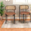 Modern Brown Dining Chairs, Faux Leather With Rattan Back For Home And Restaurant