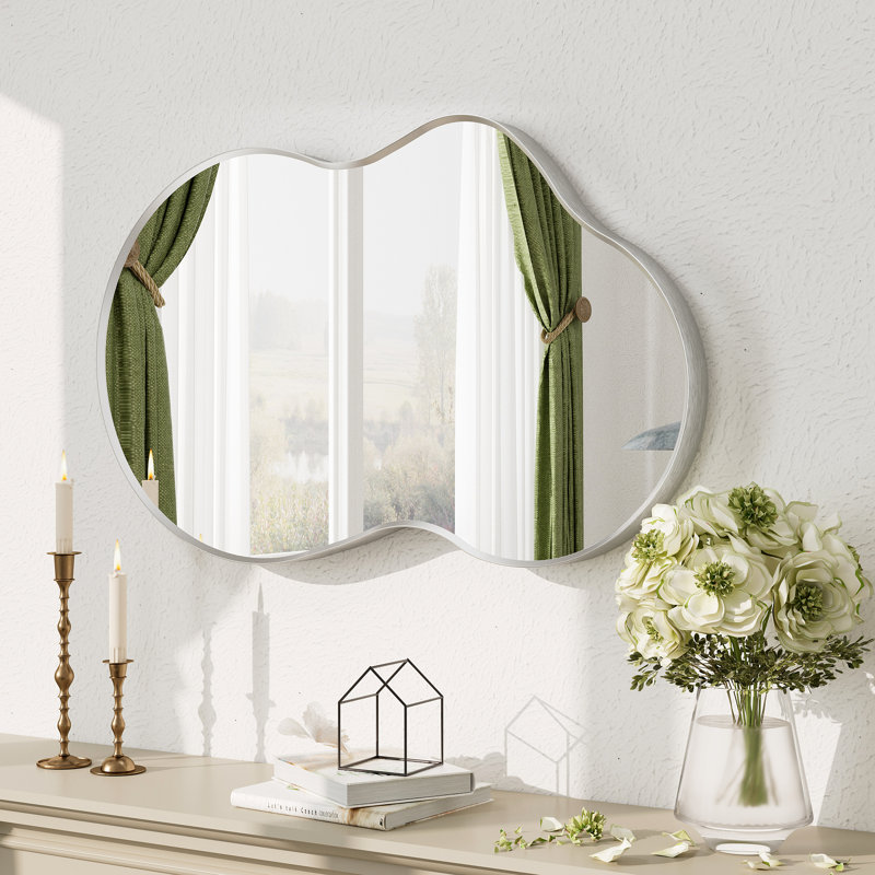 Miroir mural Amara, 32 po x 20 po, Argent brossé