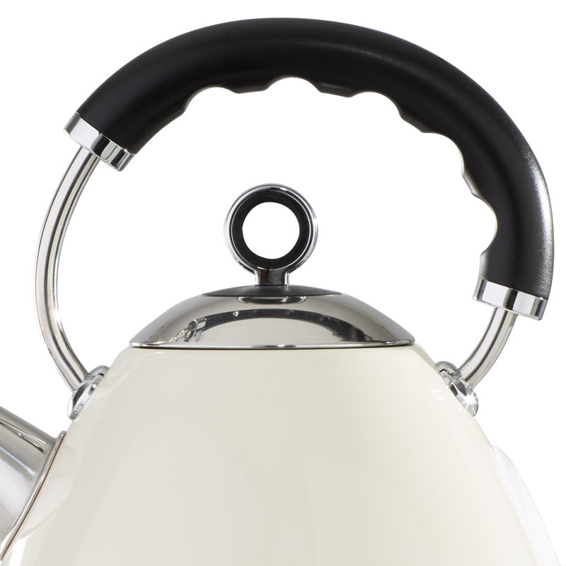 Daewoo 1.7L Kensington Pyramid Electric Kettle Stainless Steel Rapid Boil, Cream
