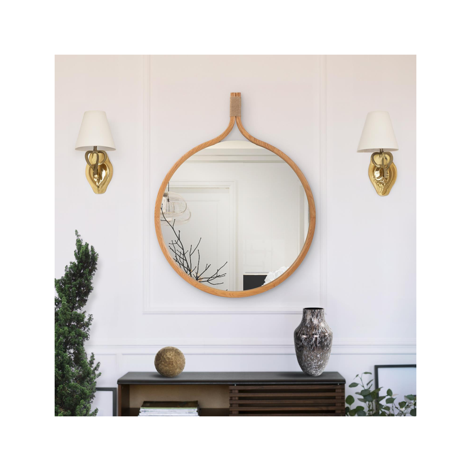 Ulah Round Mirror, Circle, 37" x 29"
