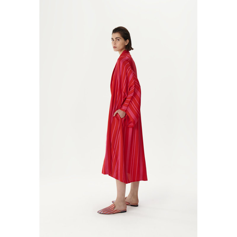 Shawl Neck Kimono Red