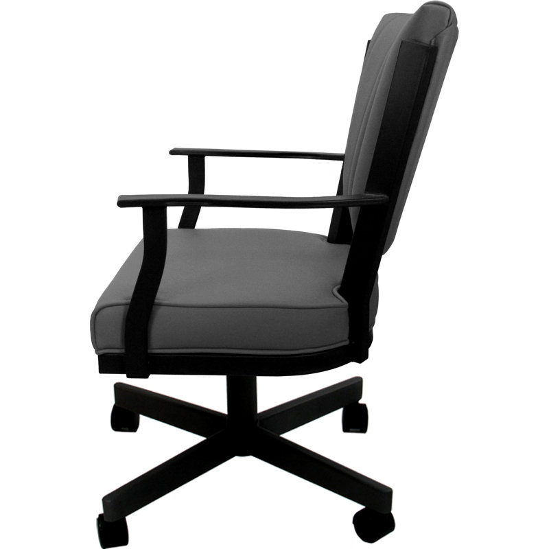 Leather Dining Caster Chair Swivel Tilt, Gray, Black