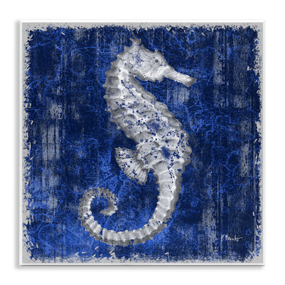  Rustic Indigo Seahorse Wall Plaque Art by Paul Brent