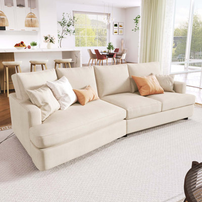 3-Seat Streamlined Sofa With Removable Back And Seat Cushions And 2 Pillows