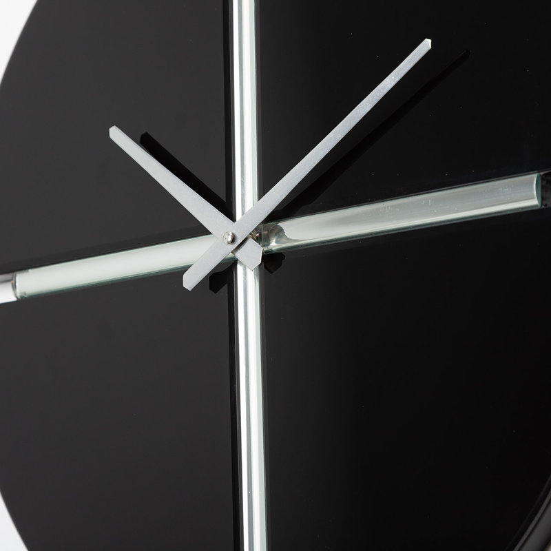 Jhani Mirror Wall Clock for Living Room, Modern Wall Clock For Bedroom Decor, 50cm H x 50cm W x 2.2cm D, Black