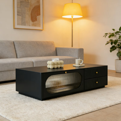 Table basse luxueuse avec rangement en verre