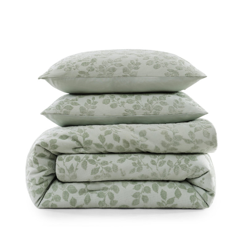 Sage Green Full Microfiber Reversible Jacquard Comforter Set