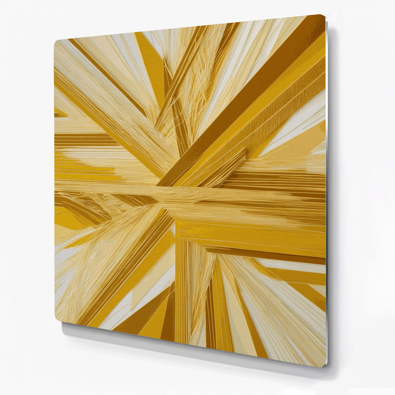 «Geometric Abstraction 22», art mural en métal beige, H 16 po x l 16 po