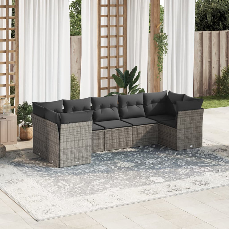 Ensemble de canapé de jardin modulaire en rotin PE gris 7 pièces Vidaxl