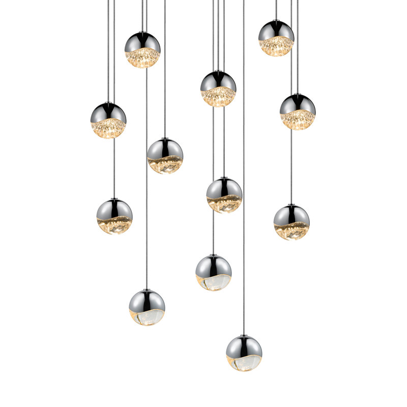 Grapes 12 - Light LED Cluster Pendant, Polished Chrome, 3.75" H x 13.75" W x 13.75" D