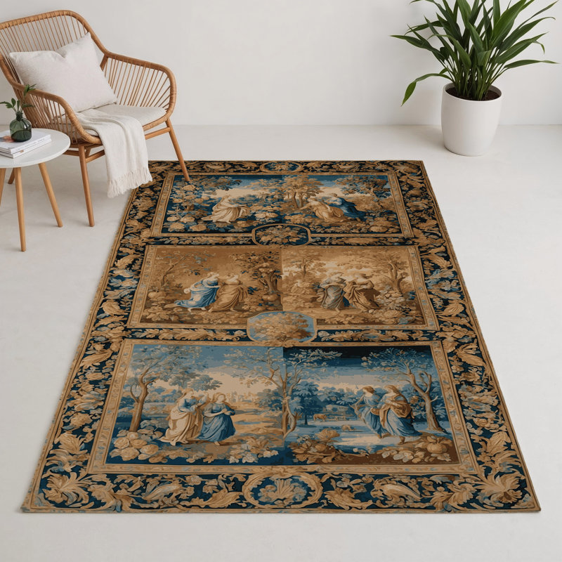 Tapis d'intérieur et d'extérieur brun français, Rectangle 9 pi x 12 pi