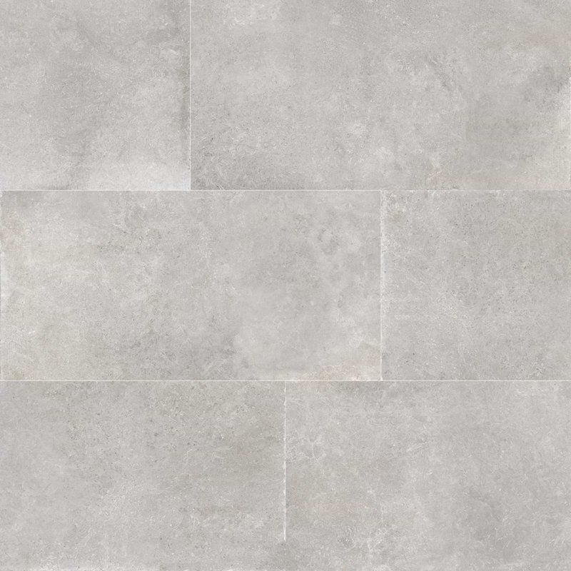 Carreau de sol et de mur en porcelaine semi-polie aspect calcaire, Gris