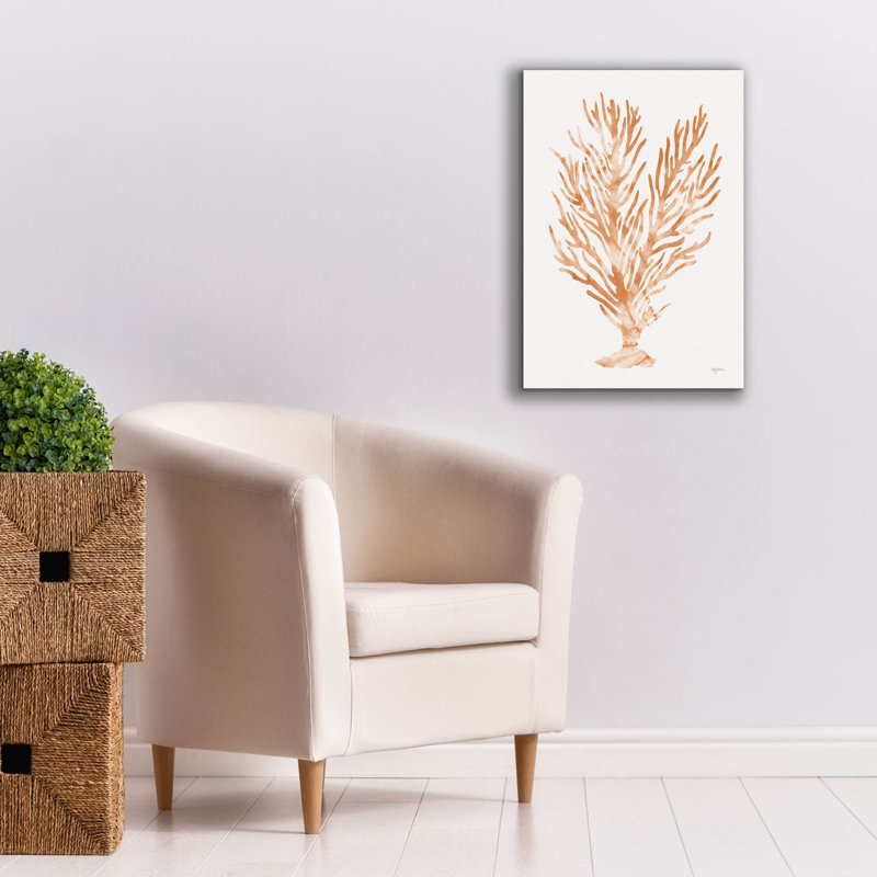 «Shibori Coral 4 Peach» par Mary Urban, art mural sur toile, H 26 po x l 18 po x P 0,75 po