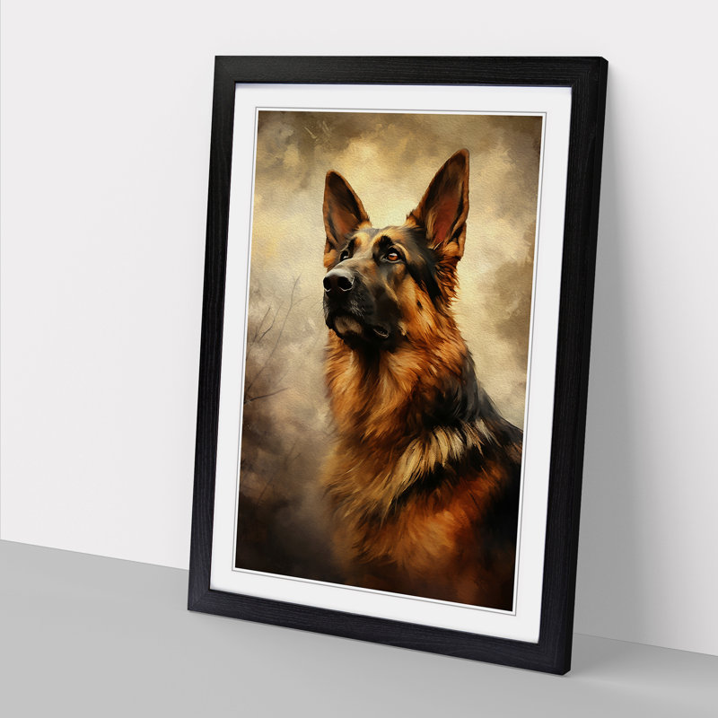 German Shepherd Romanticism No.2 - Framed Print, Black, 34cm H x 25cm W x 2cm D
