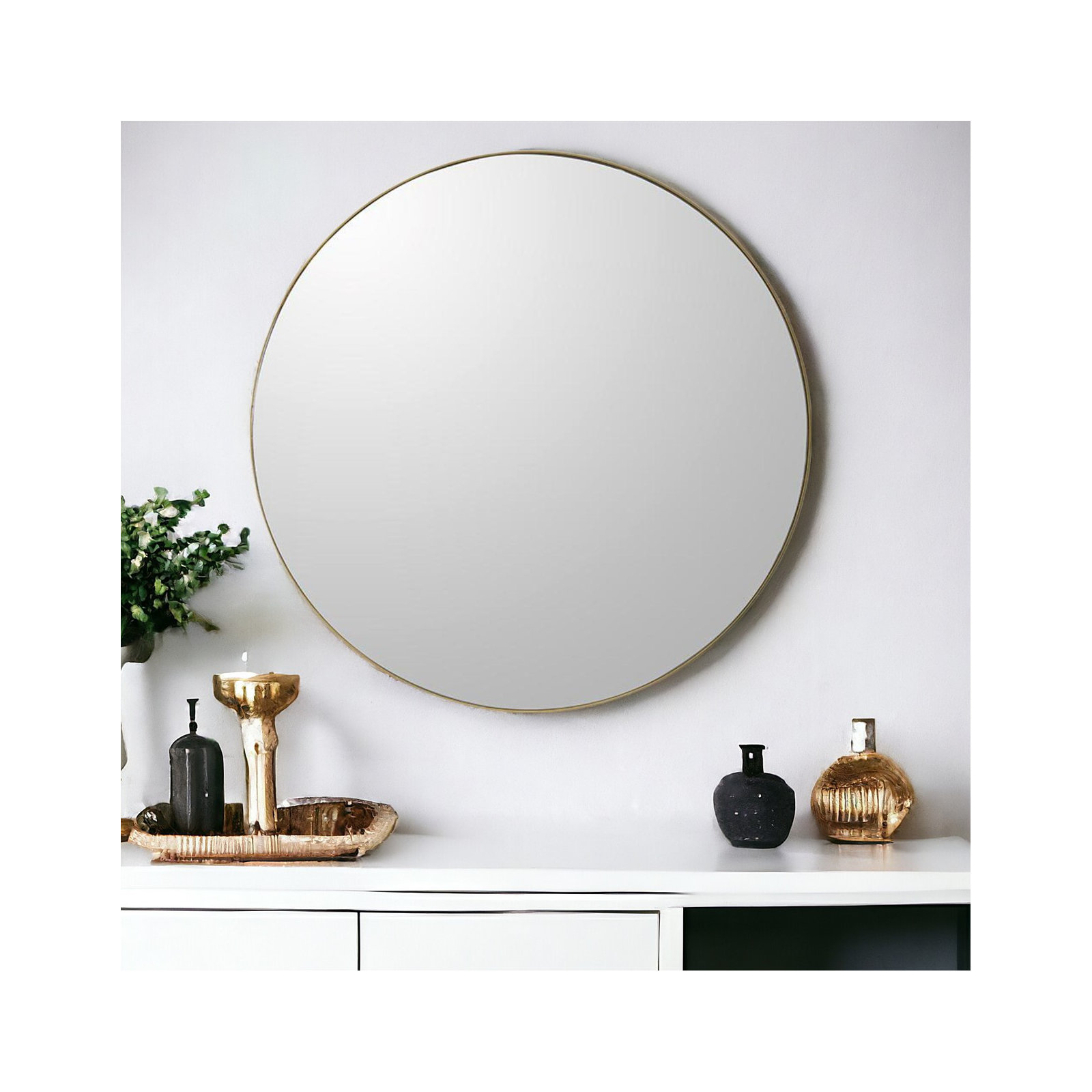 Eaton Round Mirror, Gold, 34" x 34"