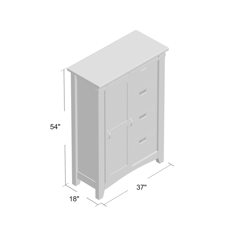 Commode 4 tiroirs 1 porte Dansby, Gris