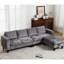 En forme de L avec rangement, gris chenille, 5 places assises, rangement pour canapé modulaire convertible en méridienne réversible, gris