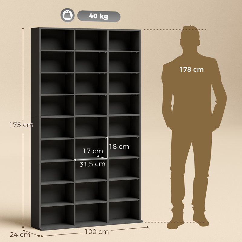 175 cm H Media Shelves, Black