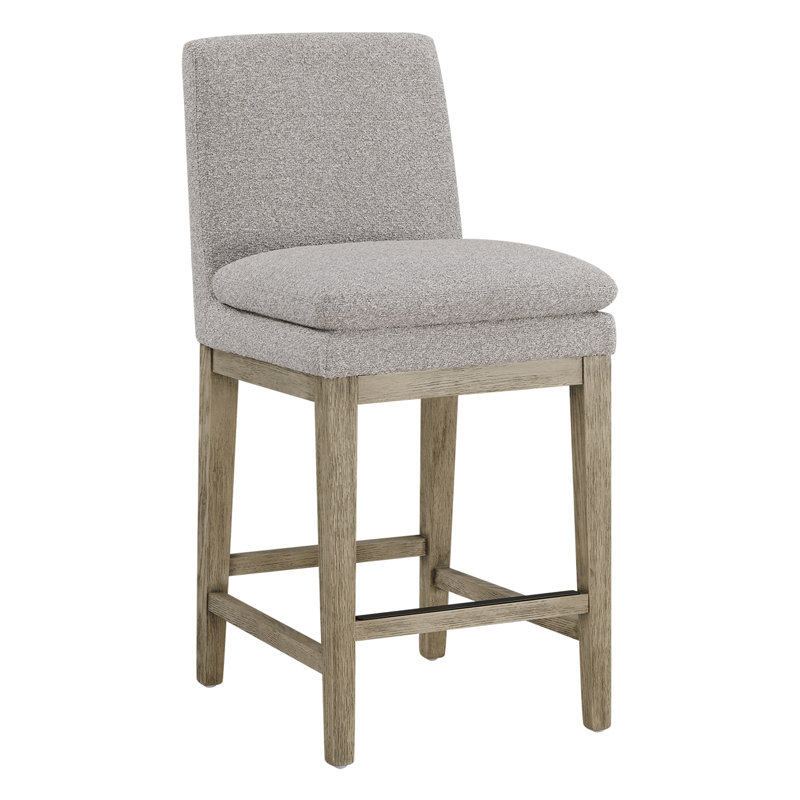 Tabouret de comptoir rembourré Bethea, Gris délavé, Tempête