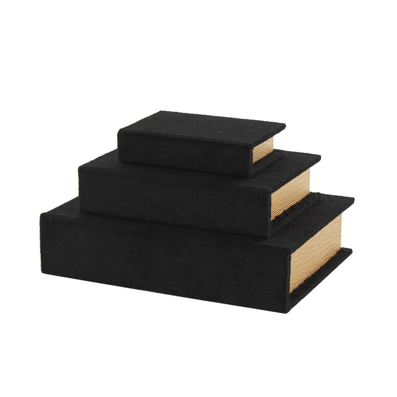 3 Piece Fabric Decorative Box Set, Black