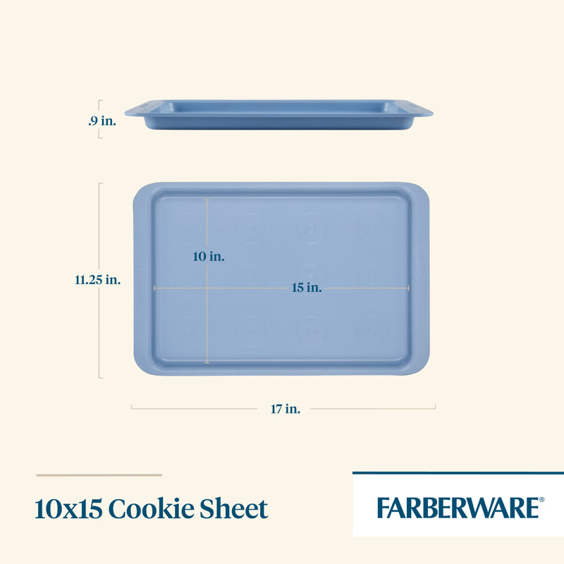 Blue Nonstick Steel Cookie Baking Sheet with Handles