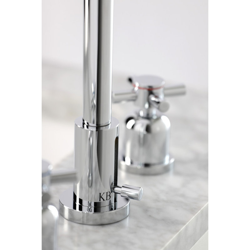 Widespread Bathroom Faucet with Drain Assembly, Polished Chrome