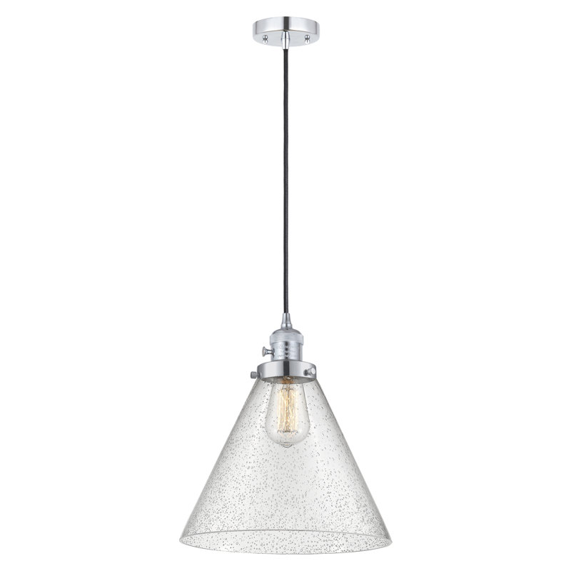 Anelyse 1 - Light Single Pendant, 14.13" H x 12" W x 12" D, Seedy, Polished Chrome