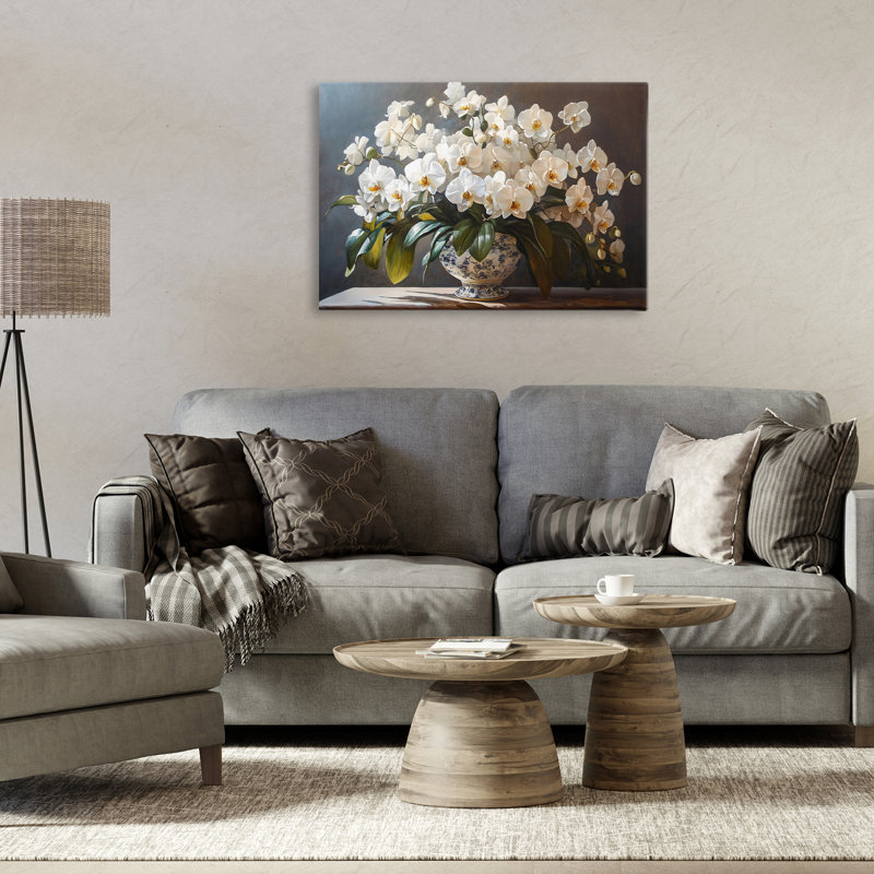 Toile élégante avec arrangement d'orchidées, design par Franklyn Gregory, H 16 po x l 24 po
