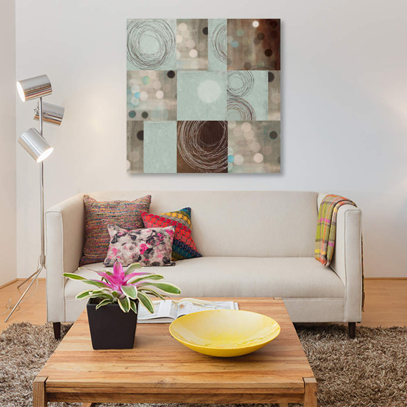 « points et tourbillons », impression sur toile, H 37 po x l 37 po x P 1,5 po, Pas de tapis, Toile tendue