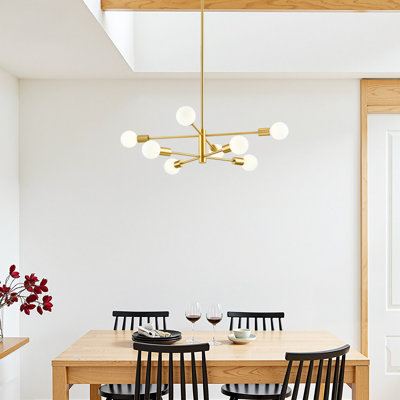 8-Light Modern Sputnik Chandelier for Dining Room with 4 Heights