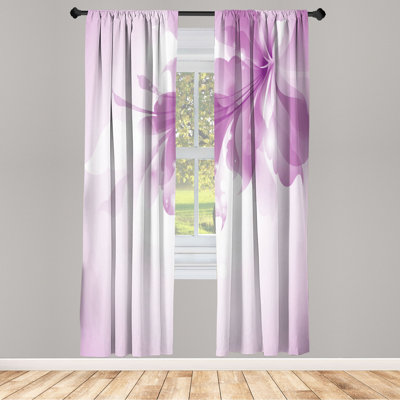 Microfiber Floral Semi-Sheer Rod Pocket Curtain Panels