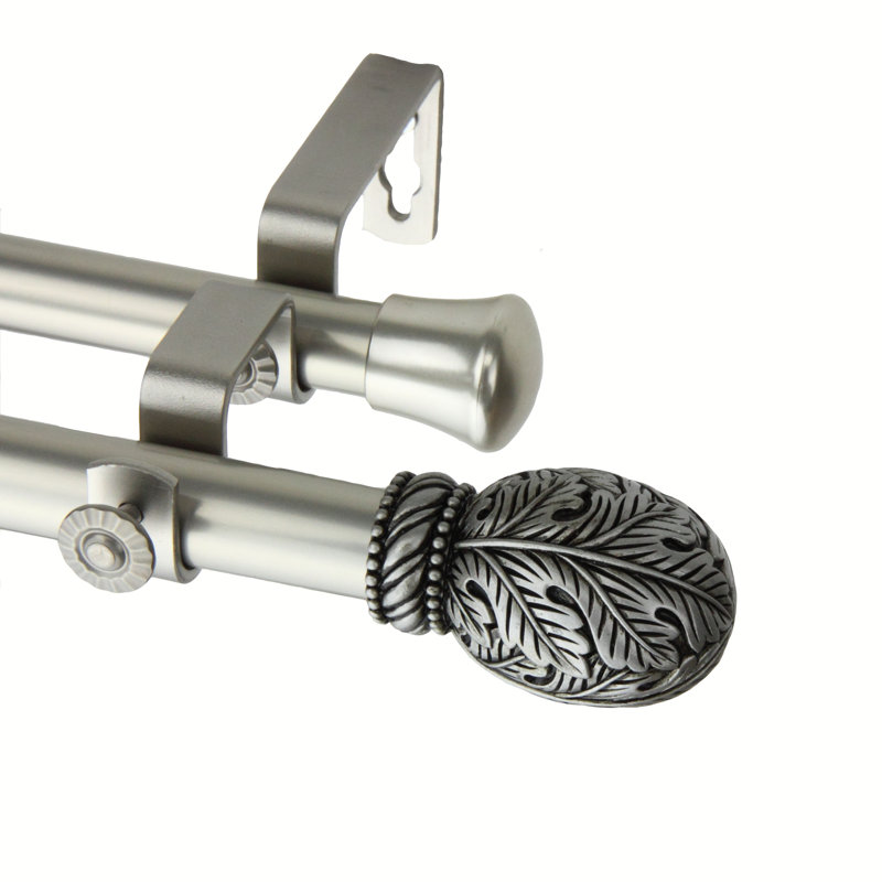 Tringle à rideaux double réglable 0,81 po Rinaldi, Nickel satiné, H 0,81 po x l 120 po