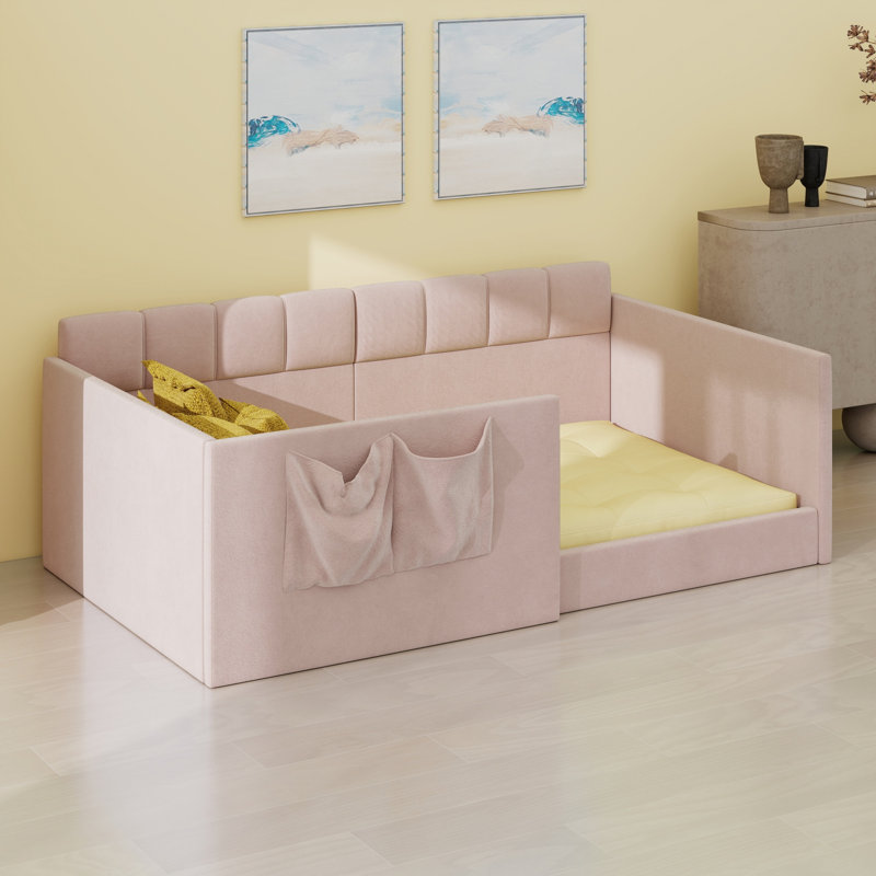Lit de jour moderne, canapé-lit polyvalent peu encombrant, Lit simple, Rose