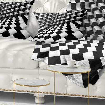 Motif optique noir et blanc - Coussin décoratif imprimé abstrait