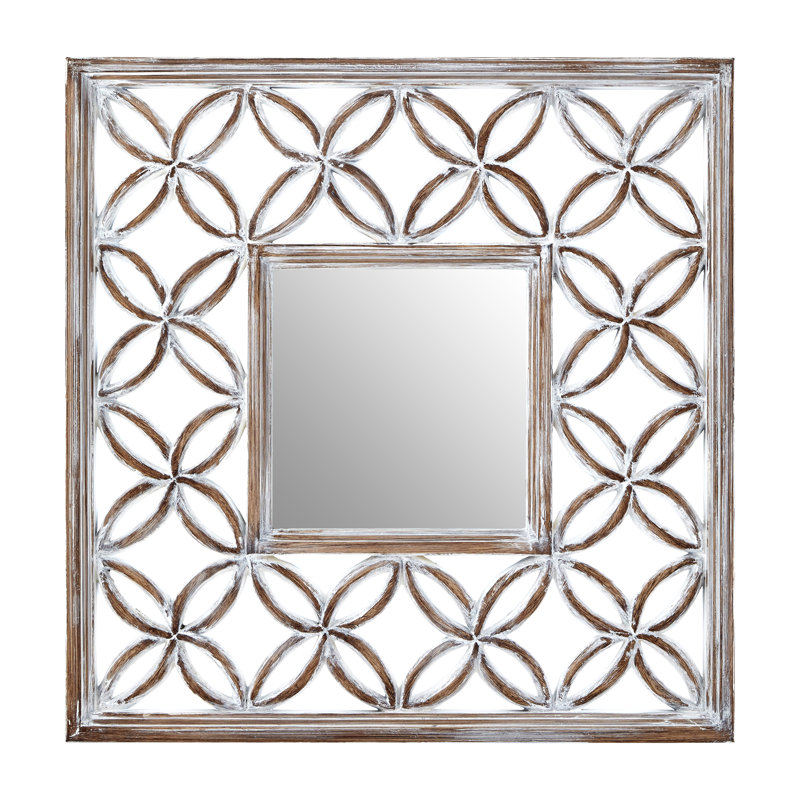 Ferrara Solid Wood Concave Wall Mirror, Antique White